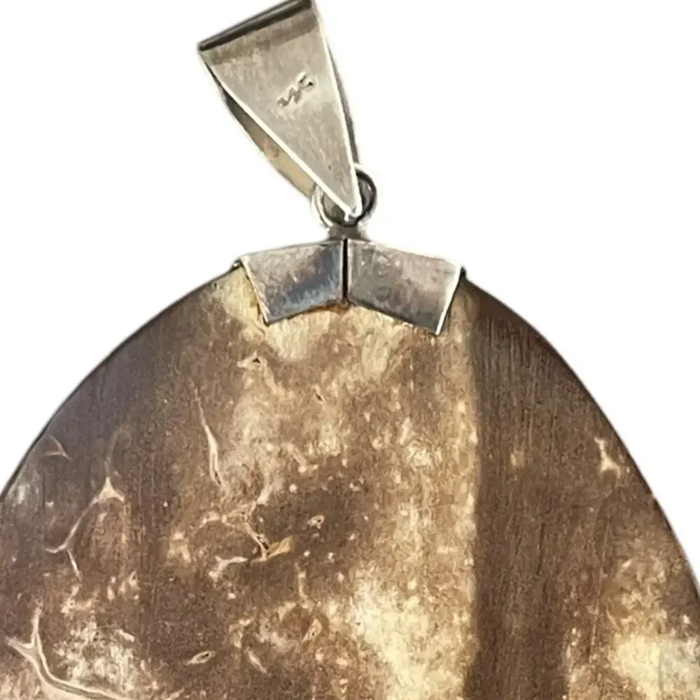 Sterling silver 925 Wooden pendant